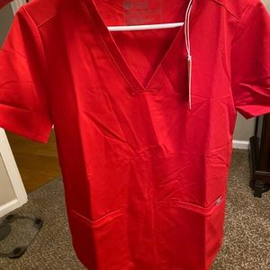 Figs Casma 3 pocket scrub top Red